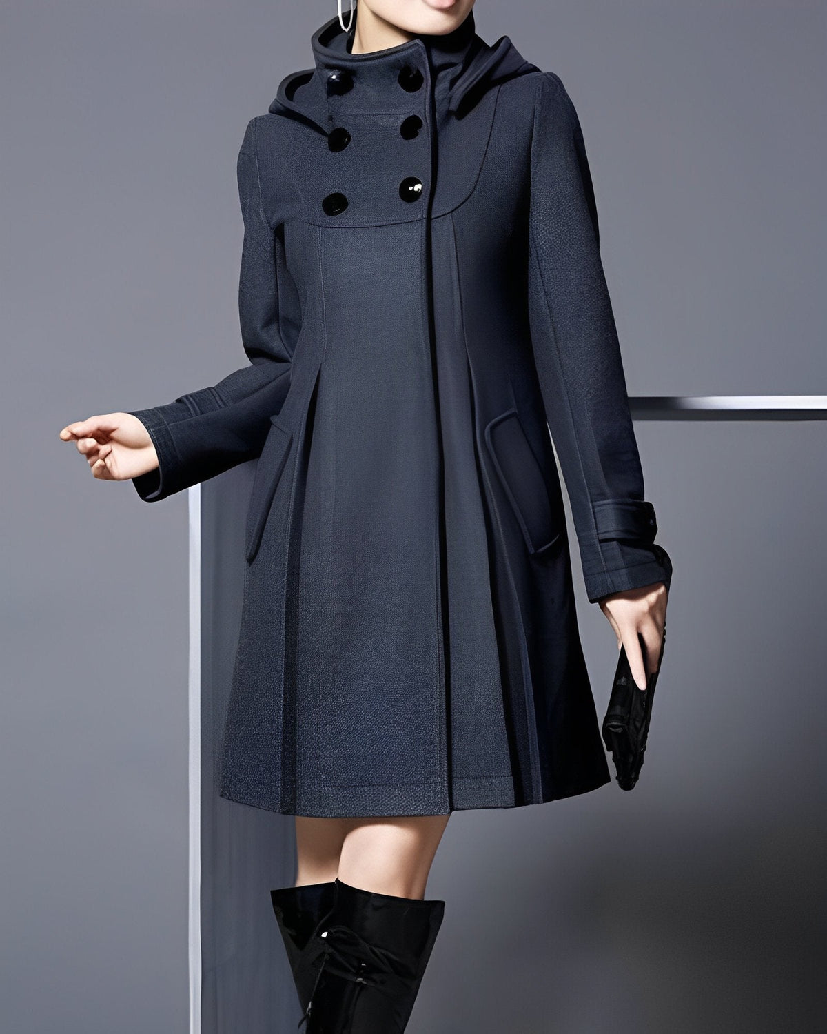 FREYA - Abrigo de invierno reversible con bolsillos laterales para mujer