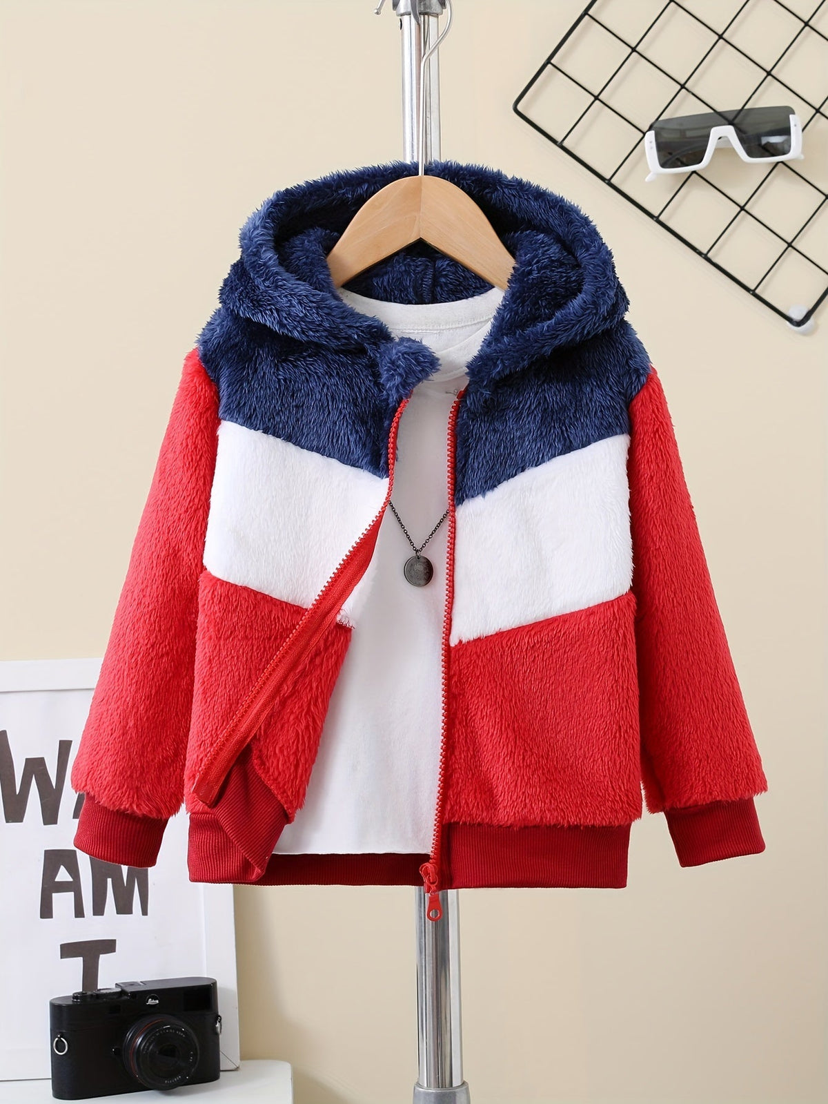 LEIF - Chaqueta de forro polar con capucha y cremallera para niños
