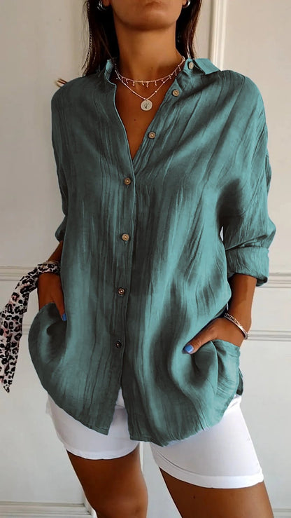 Blusa primaveral de manga larga con detalles delicados – SERENNA
