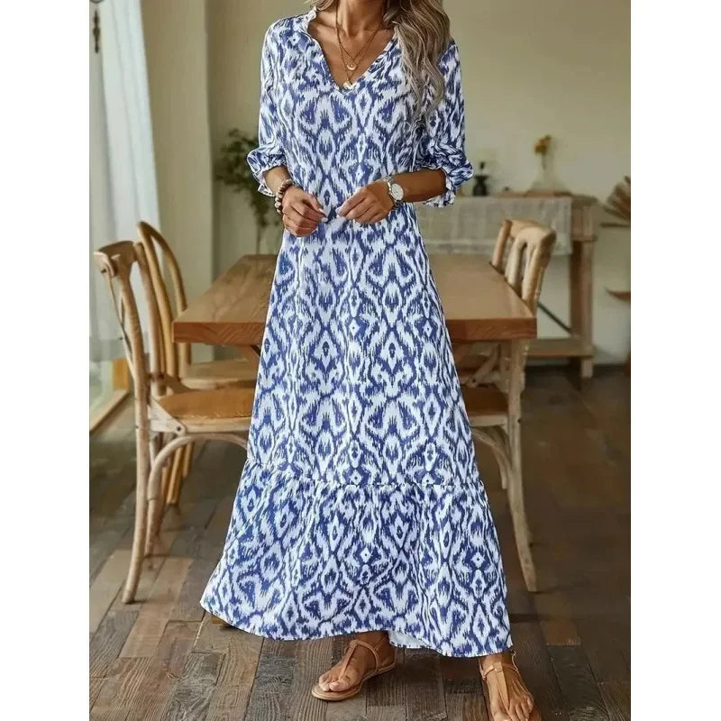 Vestido de verano con escote en V y mangas medias para mujer – LINA