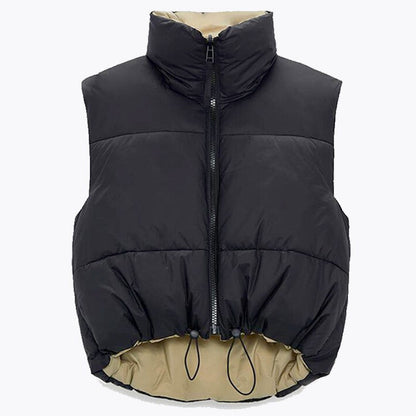 DULCIE - Chaleco acolchado reversible casual con cremallera para mujeres