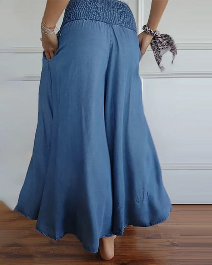 Pantalón recto de mujer con cintura elástica y caída fluida – MIRA