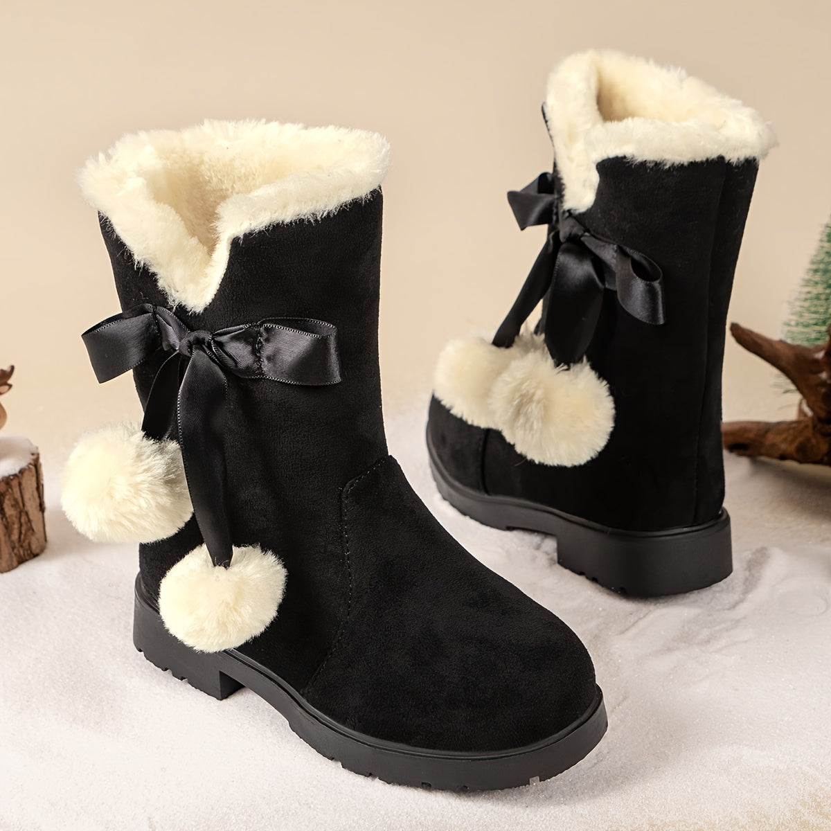 ALBA - Botas de nieve de felpa cálida con suela antideslizante para niñas