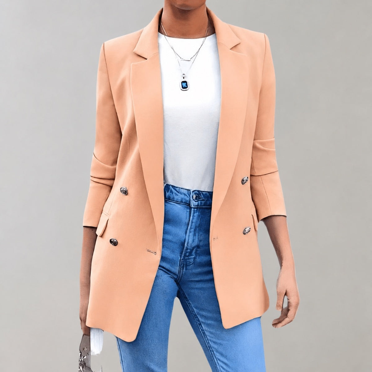 CASSIA - Blazer larga elegante para mujer