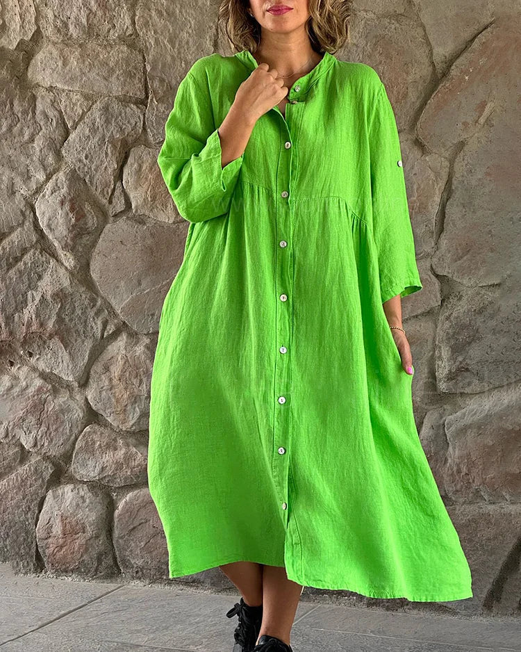 Vestido camisero de mujer con corte holgado y cierre de botones – MARIELE