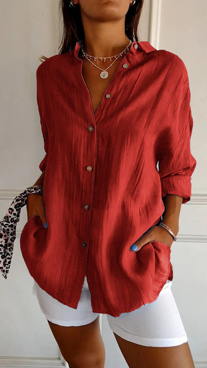 Blusa primaveral de manga larga con detalles delicados – SERENNA