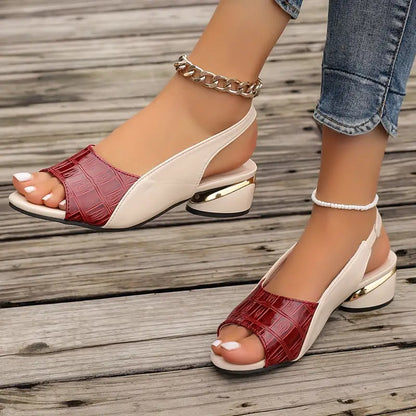 Sandalias de piel con tacón ancho y plantilla acolchada – SOLEIA