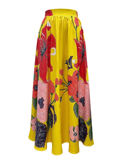 Falda Maxi de Flores con Cintura Alta para Mujeres Modernas – AGATA
