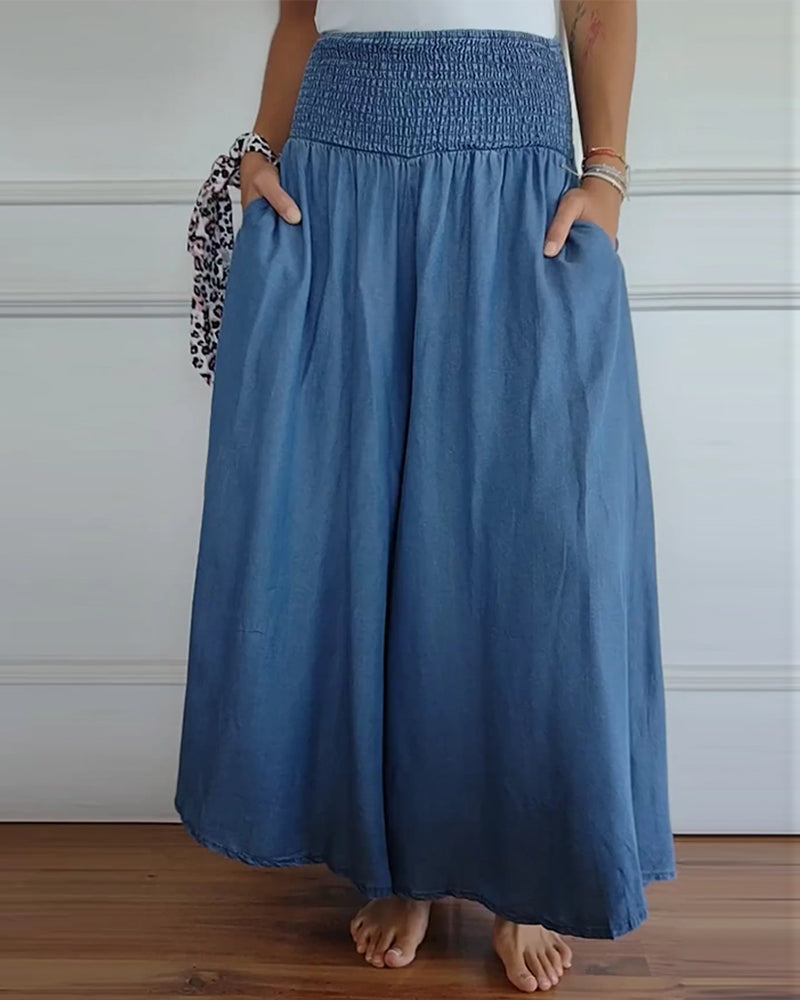 Pantalón recto de mujer con cintura elástica y caída fluida – MIRA