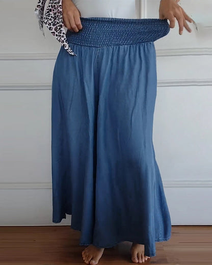 Pantalón recto de mujer con cintura elástica y caída fluida – MIRA