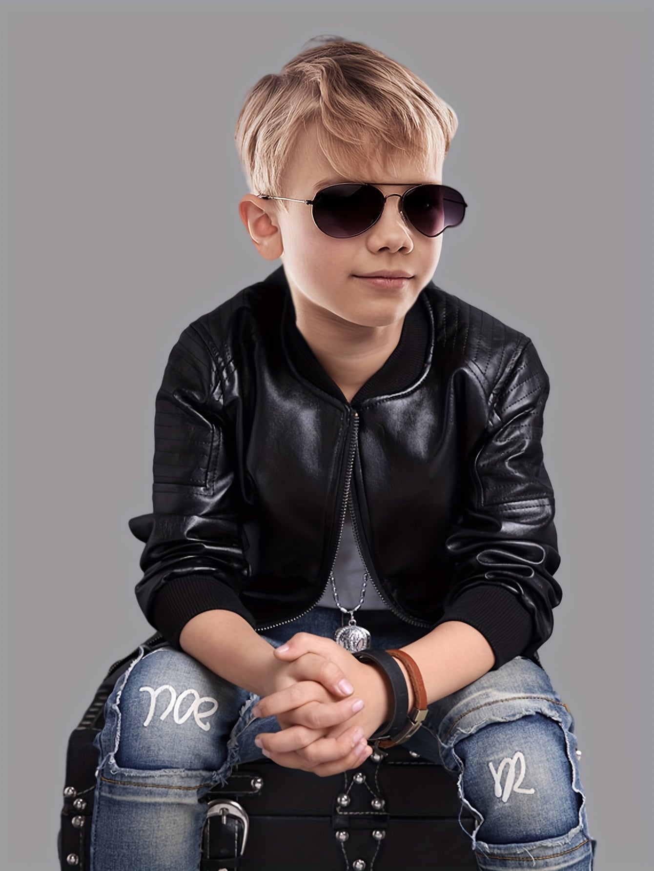 RAFFY - Chaqueta con cremallera y cuello alto para niños