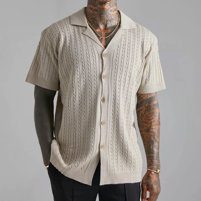 Polo de punto para hombre con botones y textura suave – LINOVAR