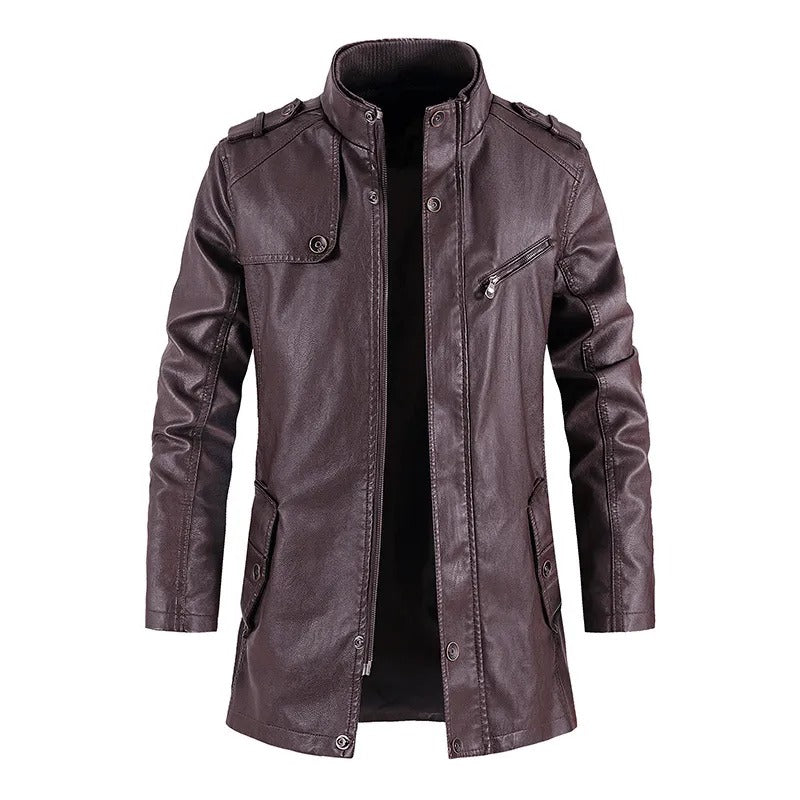 ENRIQUE - Chaqueta de cuero con cremallera para hombre