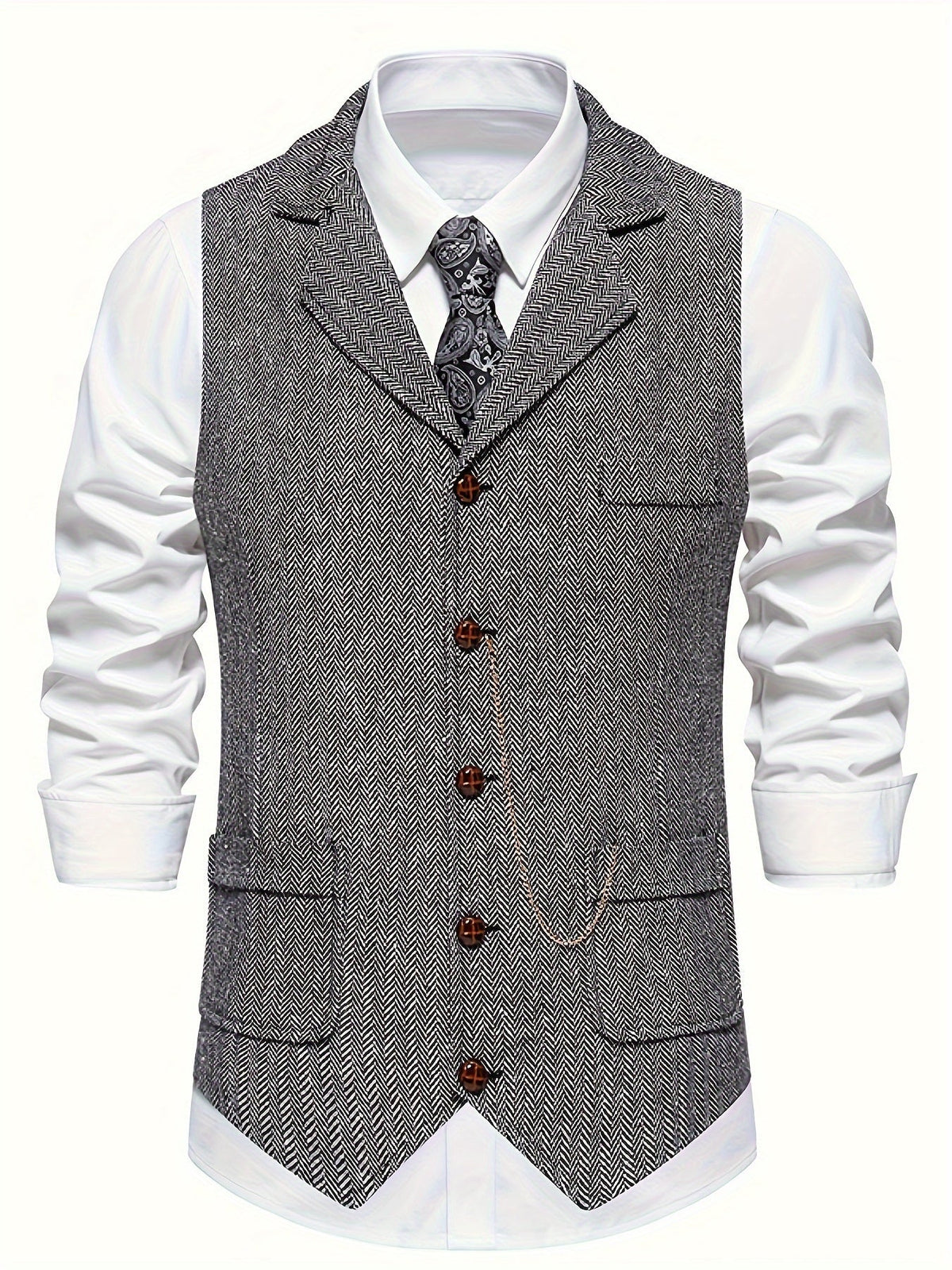 Chaleco de hombre con diseño de espiga para looks elegantes – AURELIO