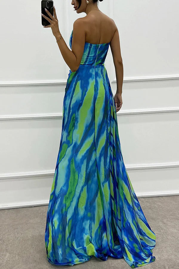 Vestido largo asimétrico con abertura alta – Veralis