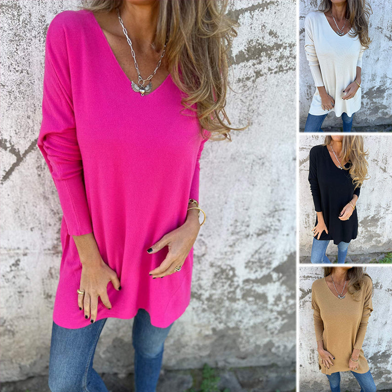 Túnica de mujer de punto suave con diseño relajado y laterales ventilados – CELINE