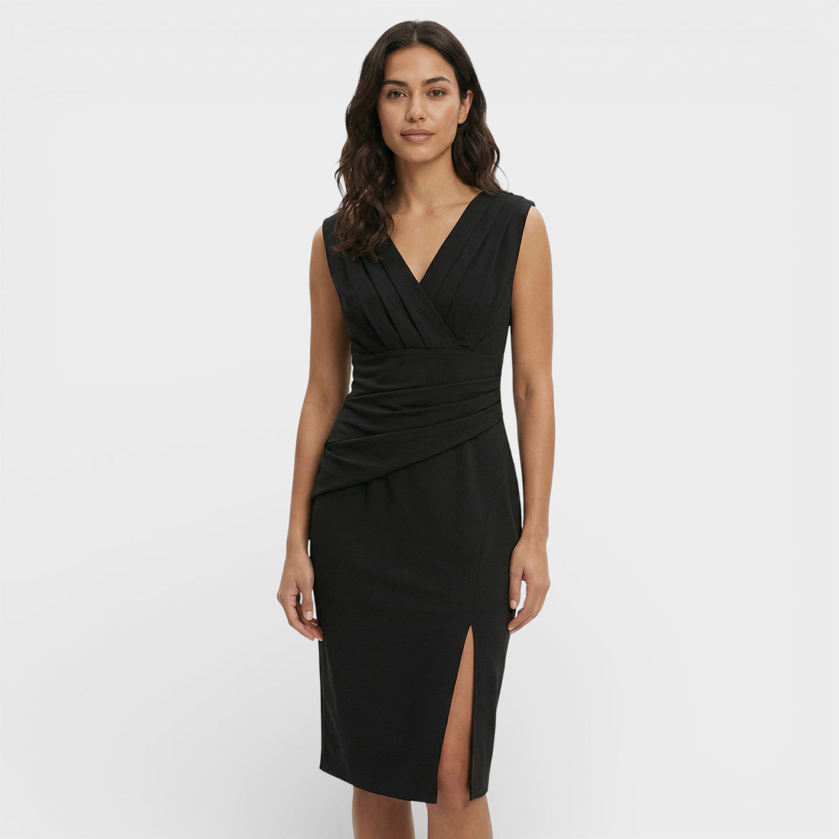 CLARA – Vestido midi con escote en pico y abertura