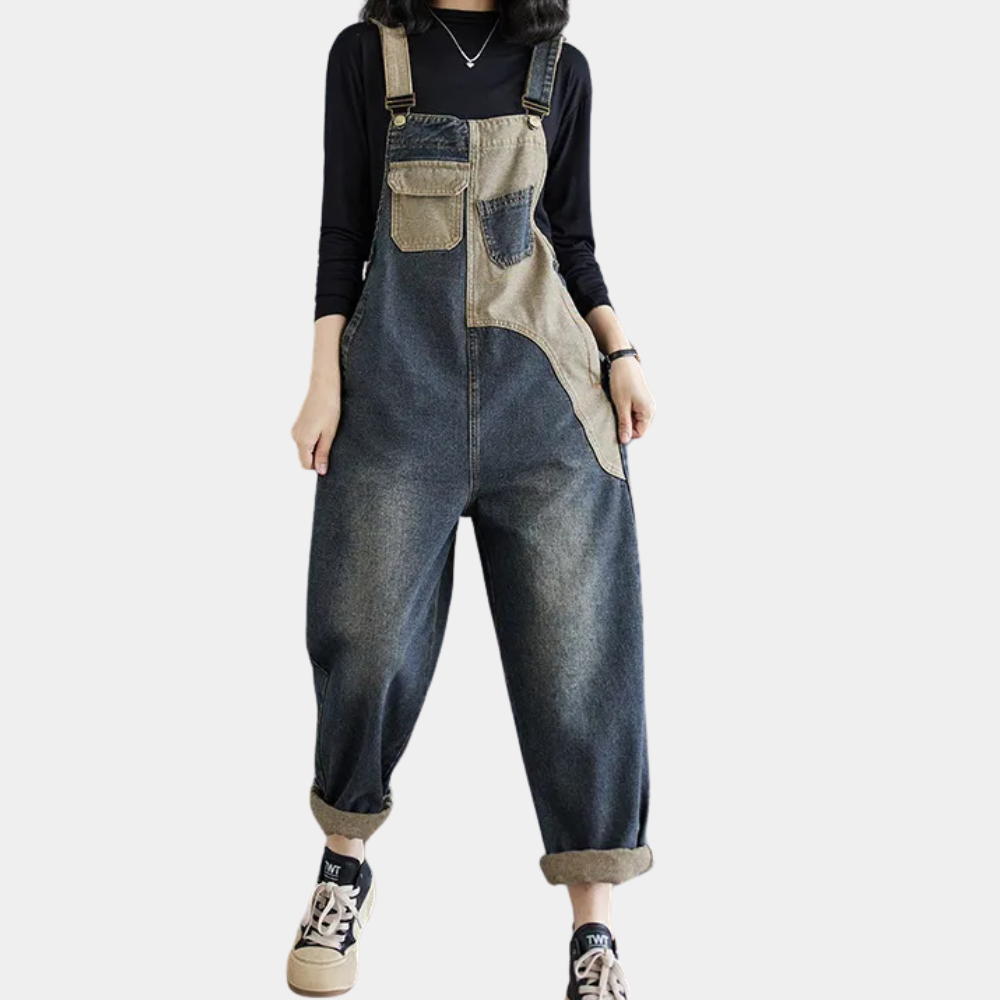 LIA - Peto vaquero vintage patchwork para mujer