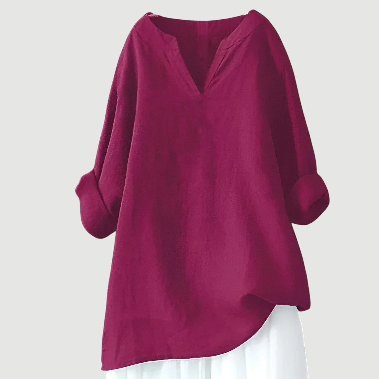 Túnica de mujer con escote en V y corte holgado – FAUSTINA