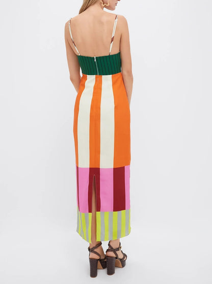 Vestido recto midi de mujer con tirantes finos – LELIA