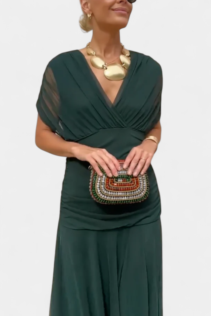 Amaranta – Vestido maxi floral con escote en V para mujer