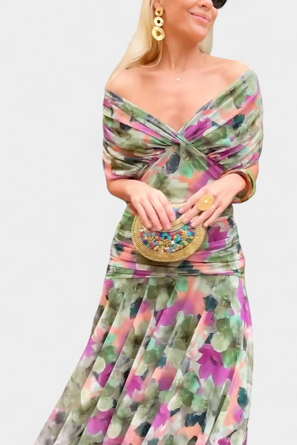 Amarilla – Vestido maxi con escote en V para mujer