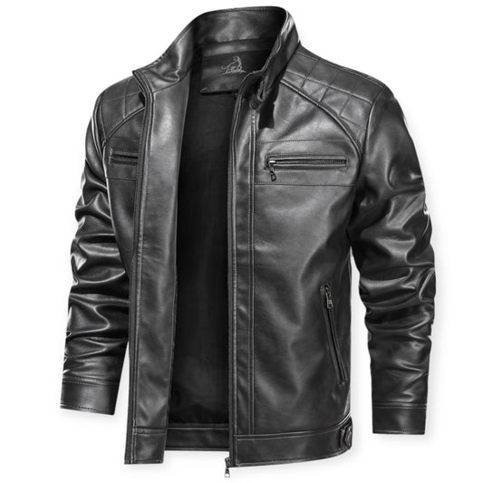 DIEGO - Chaqueta de cuero con múltiples bolsillos para hombre