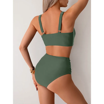 Marina – Bikini de talle alto con detalle torcido para mujer
