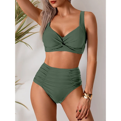 Marina – Bikini de talle alto con detalle torcido para mujer