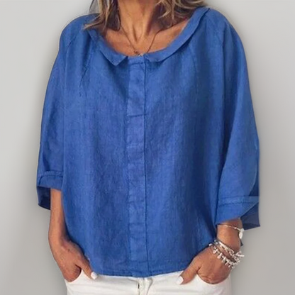 Blusa holgada de manga larga con escote en V – THALINYA