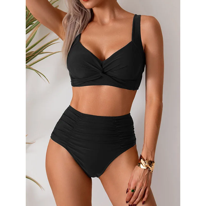 Marina – Bikini de talle alto con detalle torcido para mujer