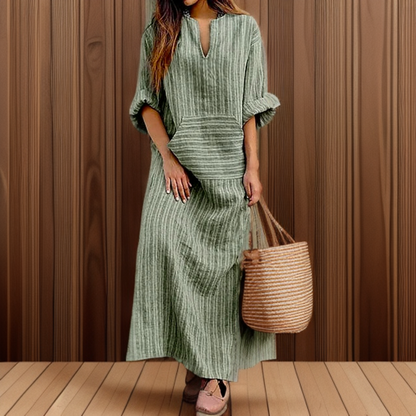 Vestido largo de mujer con bolsillo frontal y diseño casual – PARALINA