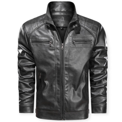 DIEGO - Chaqueta de cuero con múltiples bolsillos para hombre