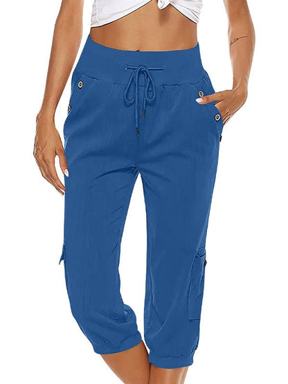 Capri casual con cintura elástica y bolsillos funcionales – MIREYA