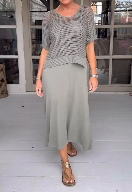 Conjunto de vestido con blusa ligera para mujer, estilo casual y moderno – ELIORA