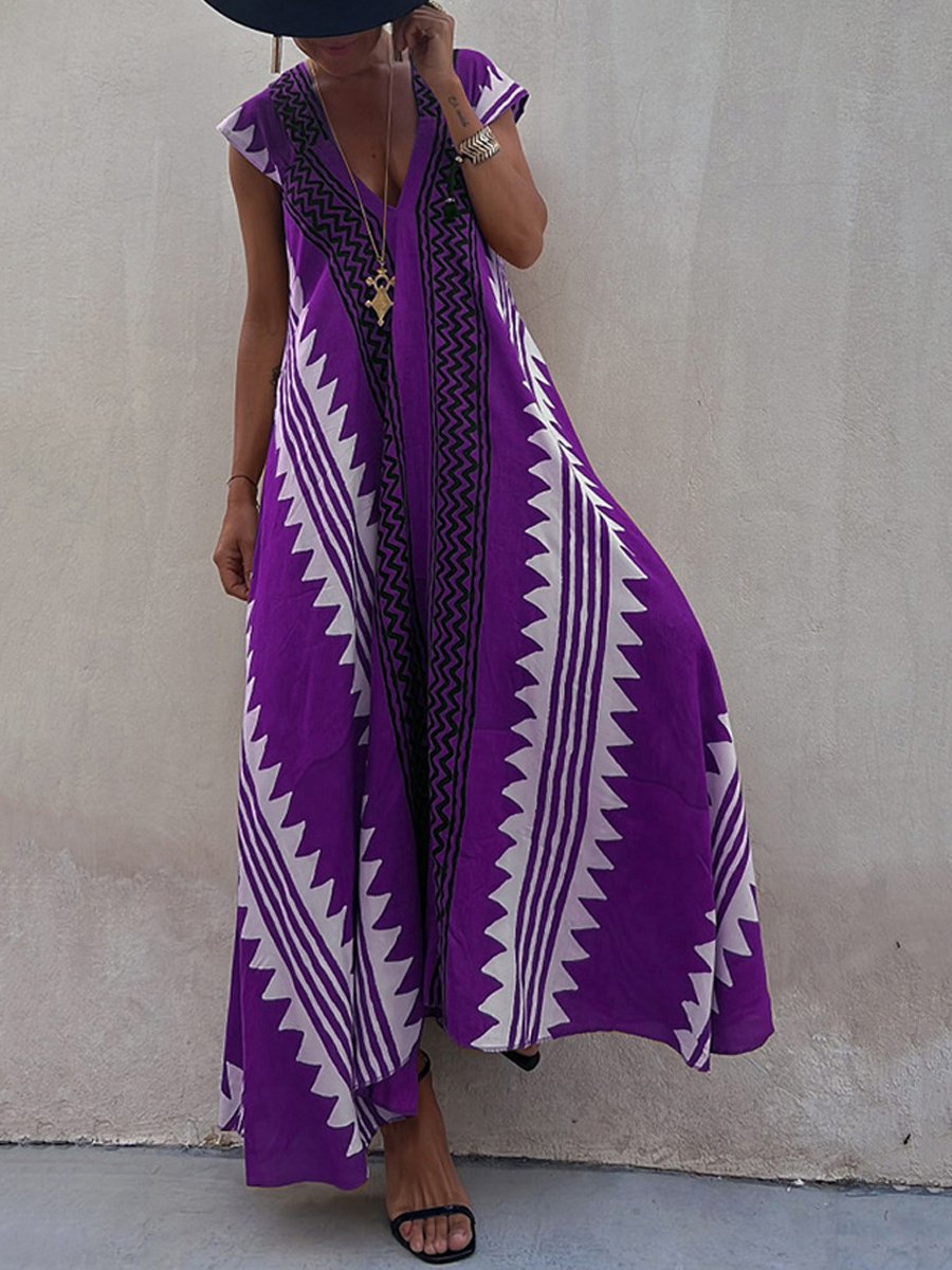Vestido maxi de mujer con escote profundo y mangas amplias – FERNANDA