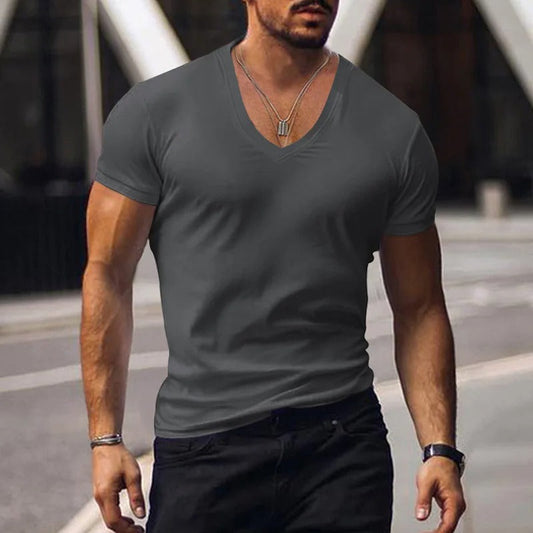 Camiseta slim fit de hombre con escote en V profundo – VOLKER