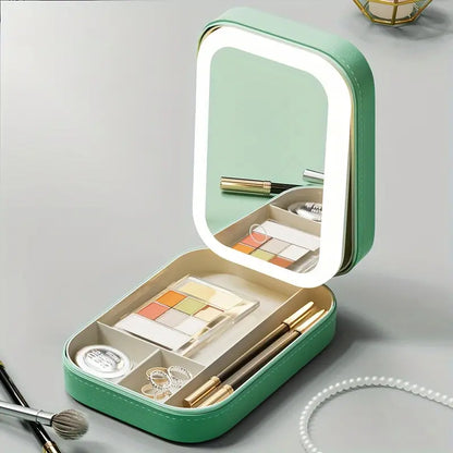 Neceser de maquillaje con espejo LED portátil para viaje – KORI