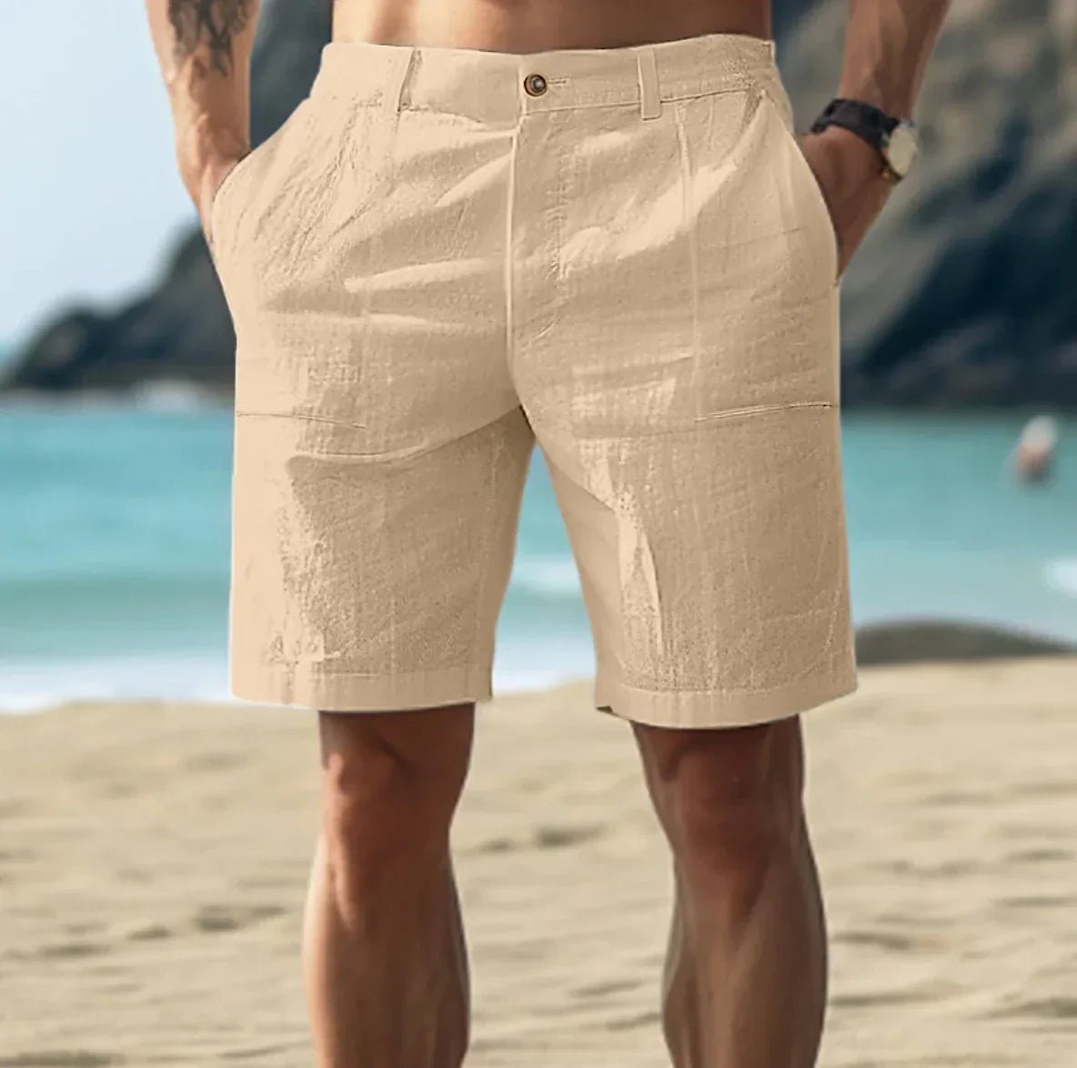 LUCAS – Pantalones cortos chinos de lino casual para hombre