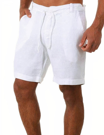 MATEO – Pantalones cortos de lino con puños y cordón ajustable para hombre