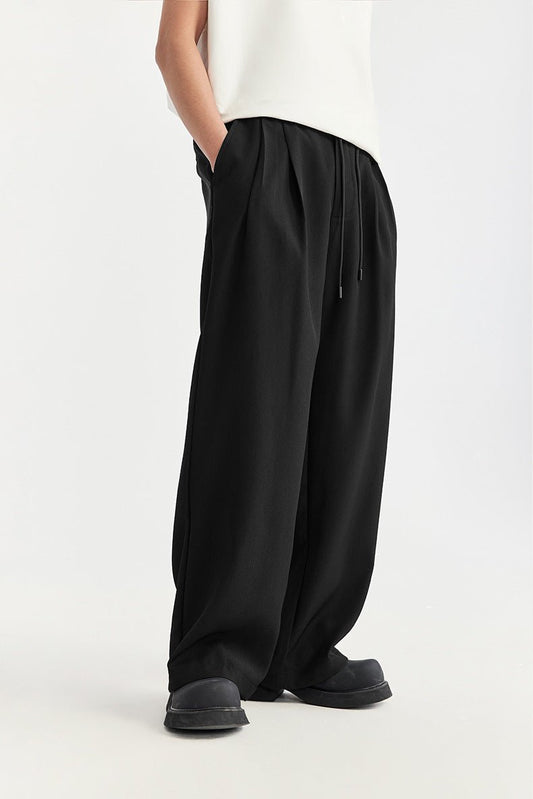 EMILIO – Pantalones anchos de lino de corte relajado con cordón ajustable para hombre