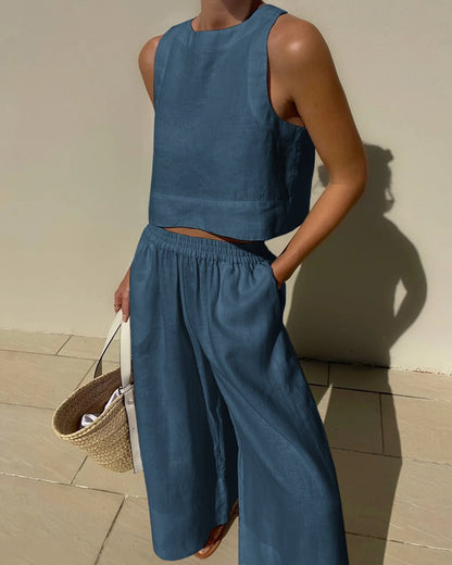 Conjunto veraniego de top corto y pantalón de talle alto – VÉRA