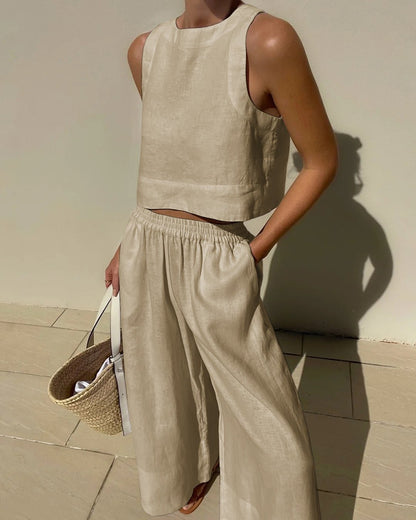 Conjunto veraniego de top corto y pantalón de talle alto – VÉRA