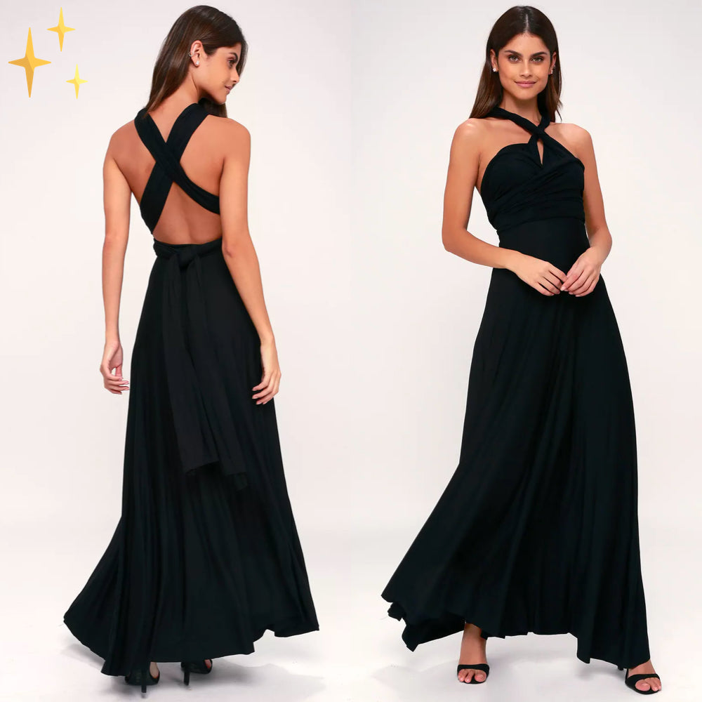 Vestido largo cruzado con espalda descubierta para mujer – AUREA