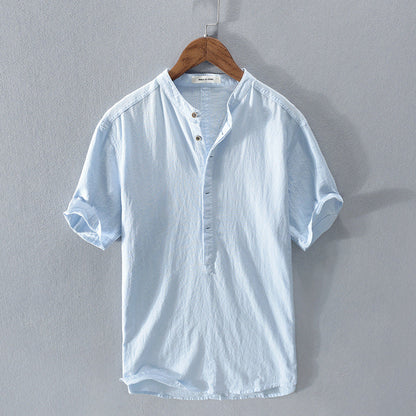Camisa de lino ligera y transpirable de manga corta para hombre – DARIO