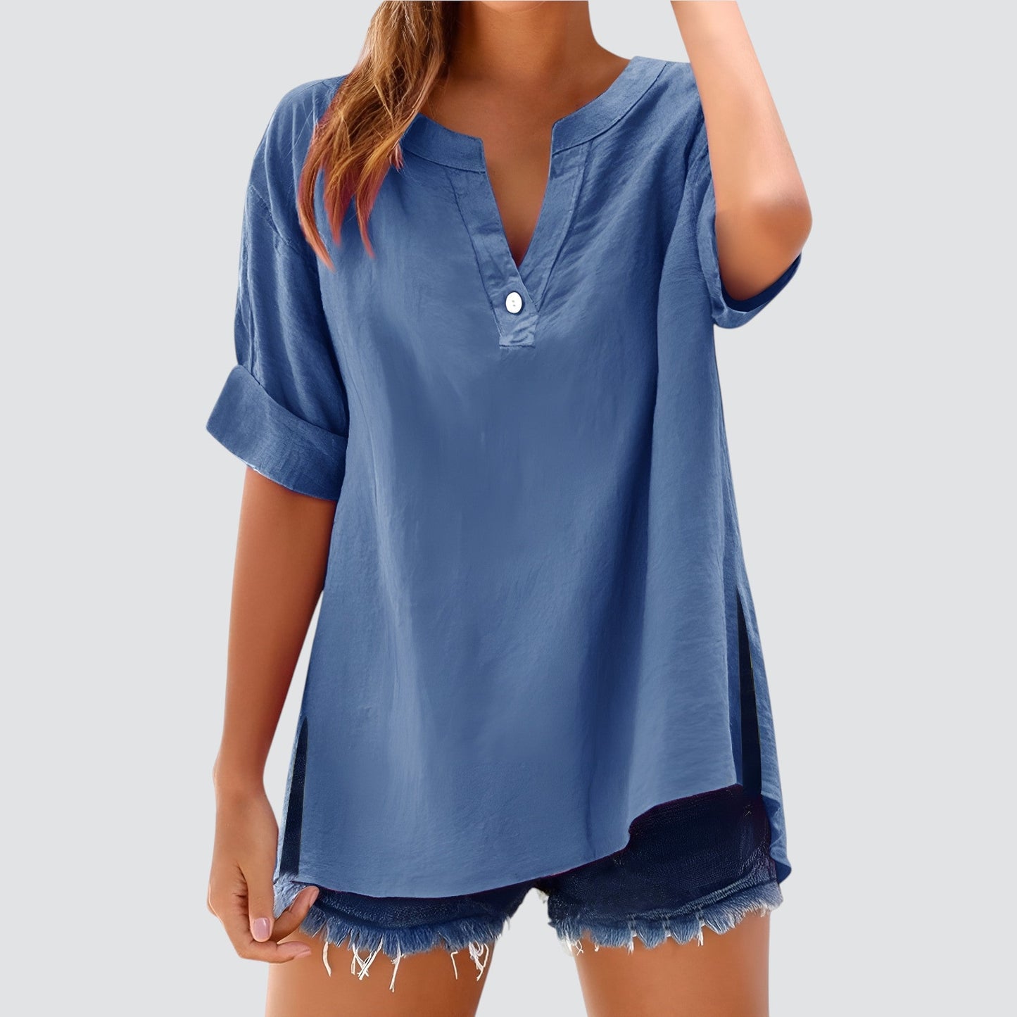 Túnica holgada de mujer con escote en V – MIRETTE