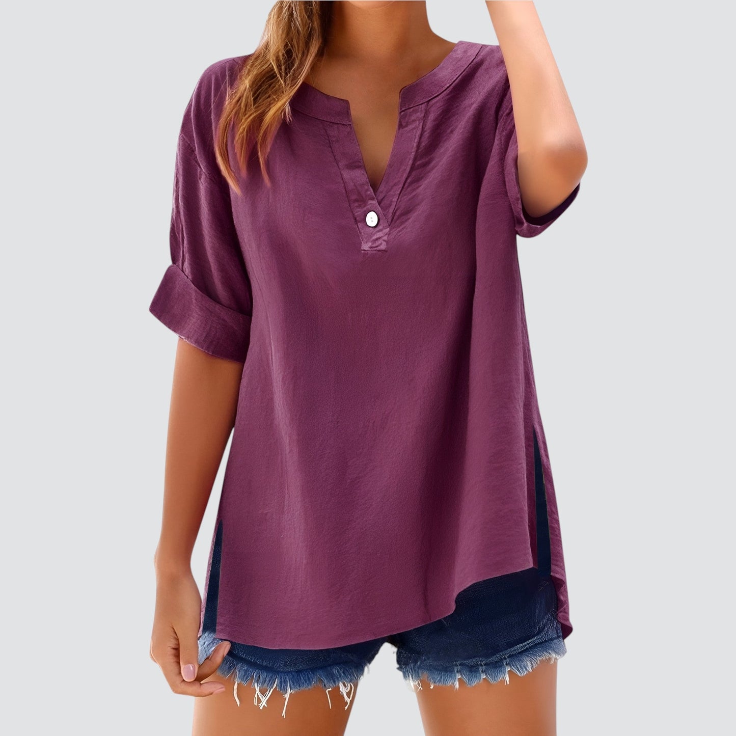 Túnica holgada de mujer con escote en V – MIRETTE