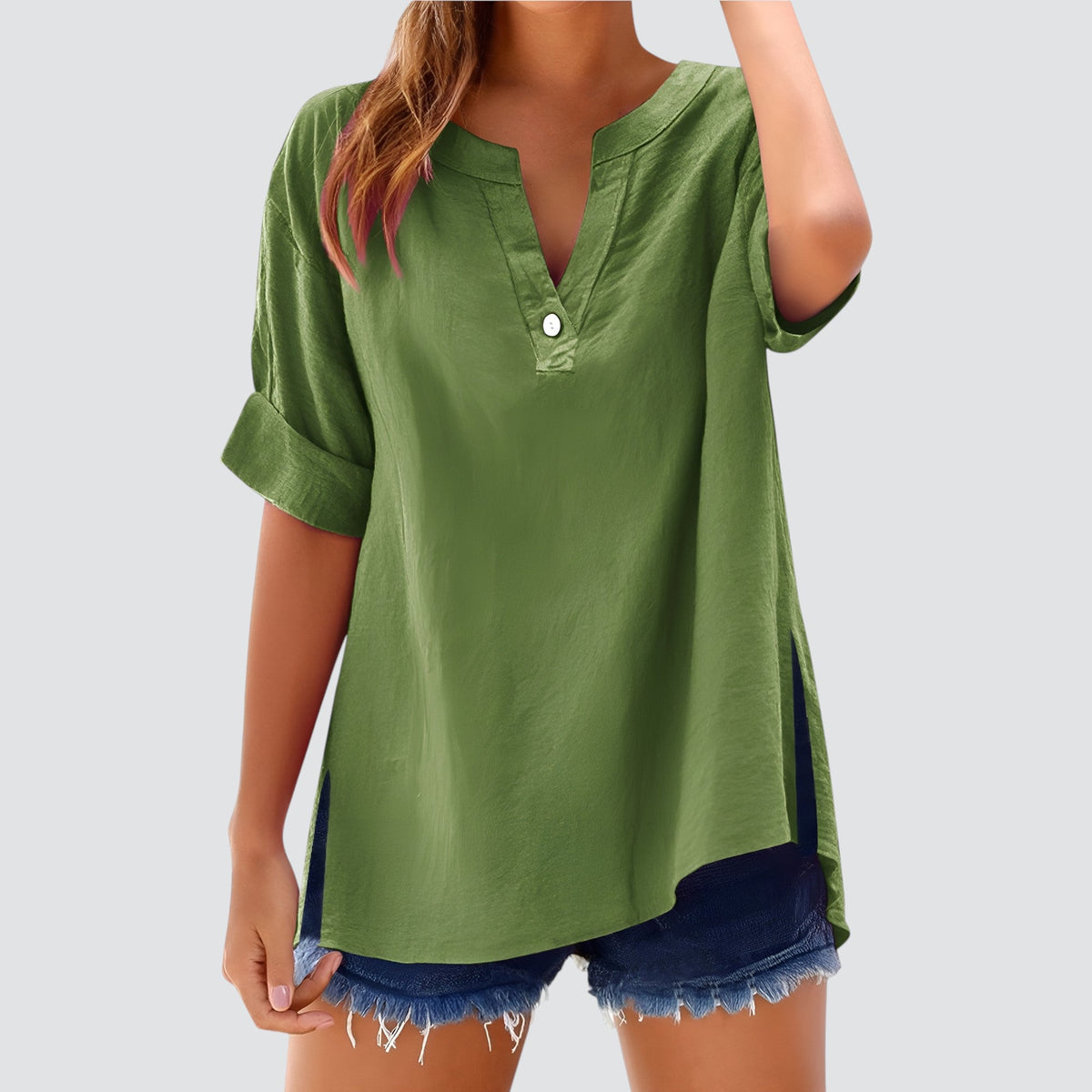 Túnica holgada de mujer con escote en V – MIRETTE