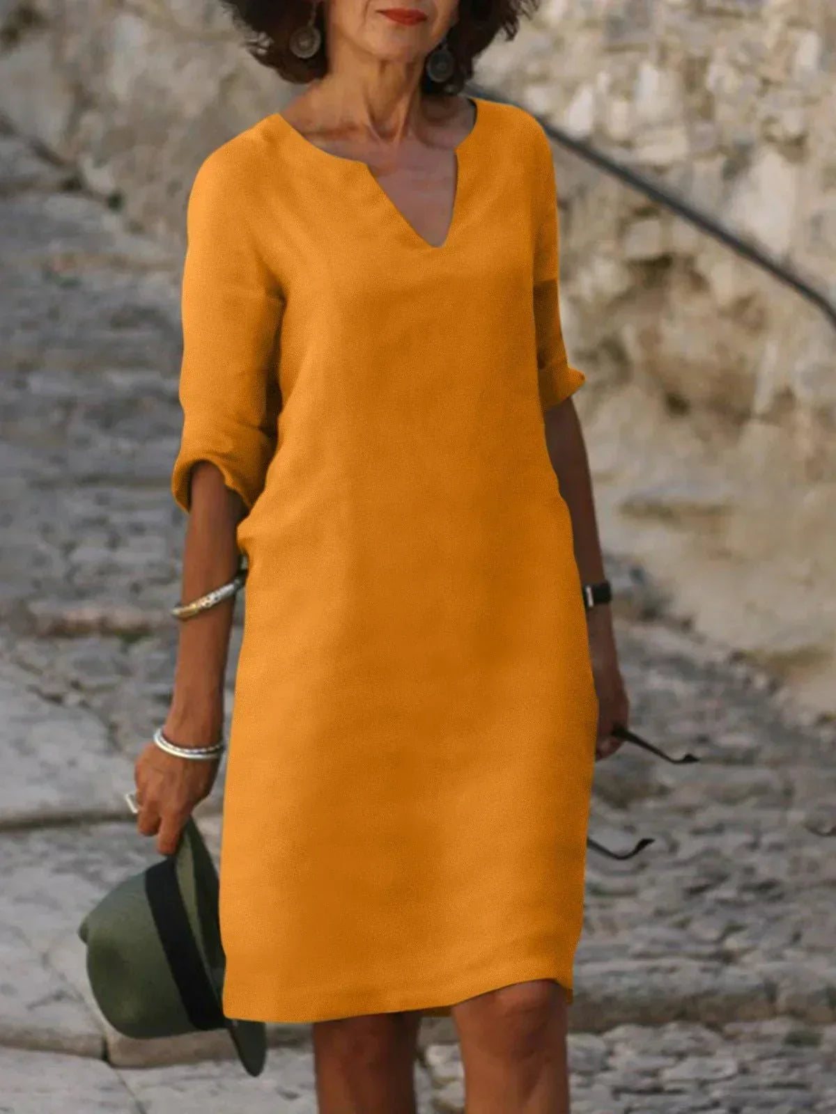 Vestido elegante con escote en V para invitada de boda – JOSETTE GRACE