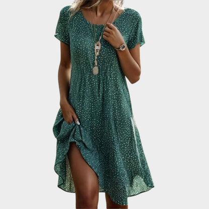 Vestido suelto fluido con escote en pico y manga ligera – MAELIA SOFT
